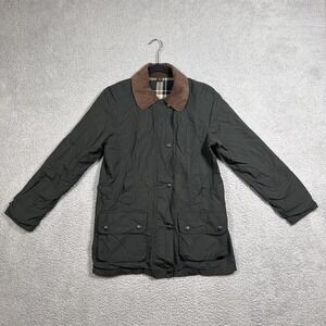 Field Jacket Mens Large Olive Green Corduroy Collar Plaid Lined Barn Coat